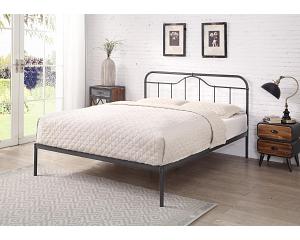 4ft6 Double Retro bed frame,black silver,metal,tube.Low foot end traditional industrial